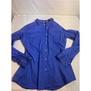Wrangler Women’s Blue Western Snap Button Shirt Medium Cotton Stretch